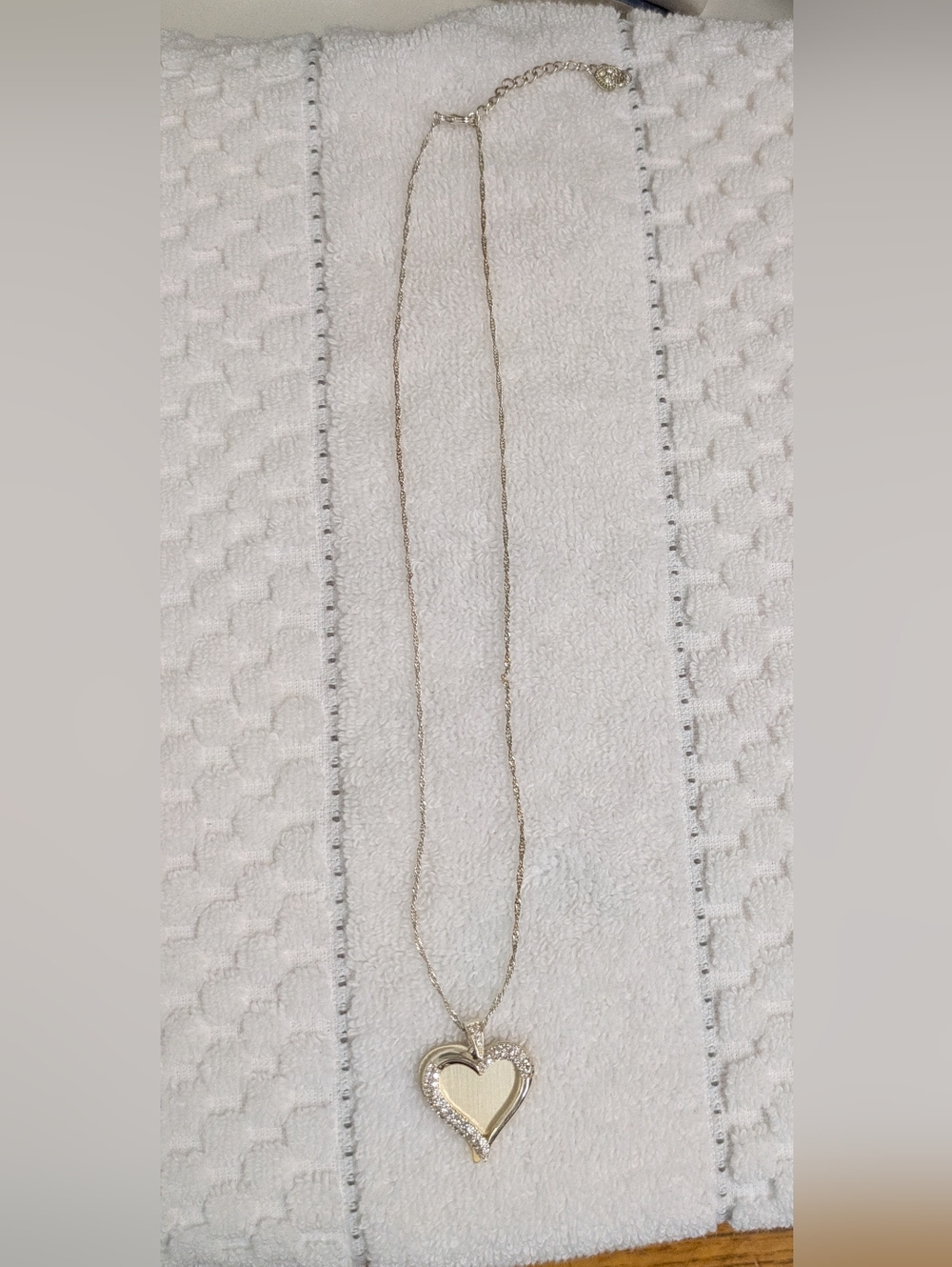Silver Tone Heart Pendant Necklace with Clear Crystals - Women Jewelry